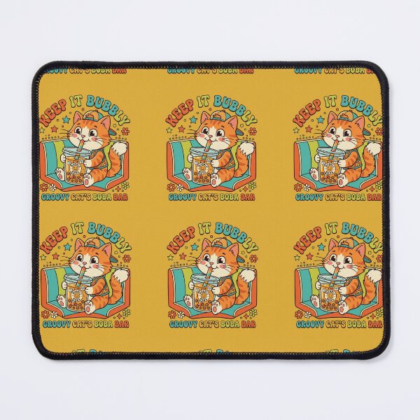 Item preview, Retro Vintage Cat Drinking Boba Tea Cartoon designed and sold by MyVerseStudio.