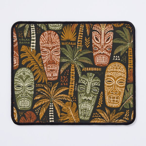 Item preview, Tropical Tiki Mask Jungle Pattern Polynesian Island Tapestry designed and sold by FestivityFinds.