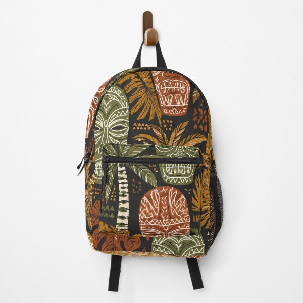 Item preview, Tropical Tiki Mask Jungle Pattern Polynesian Island Tapestry designed and sold by FestivityFinds.