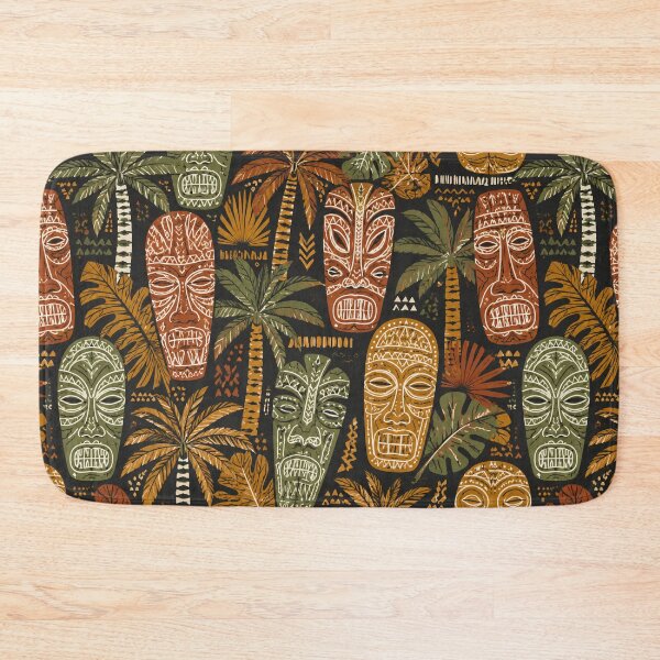 Item preview, Tropical Tiki Mask Jungle Pattern Polynesian Island Tapestry designed and sold by FestivityFinds.