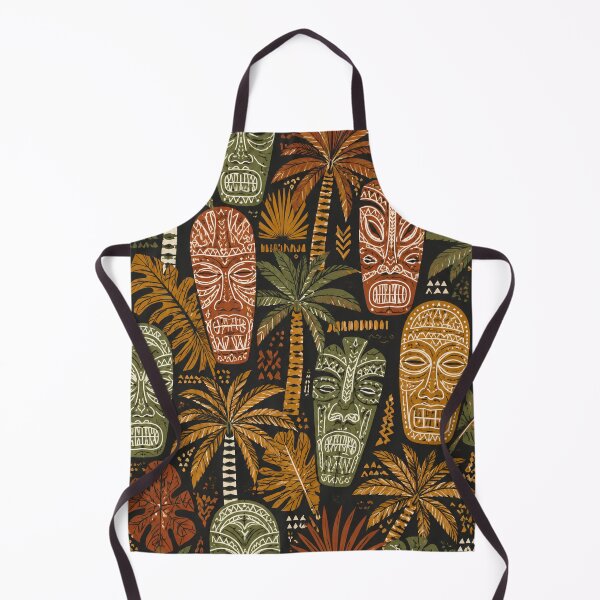 Item preview, Tropical Tiki Mask Jungle Pattern Polynesian Island Tapestry designed and sold by FestivityFinds.