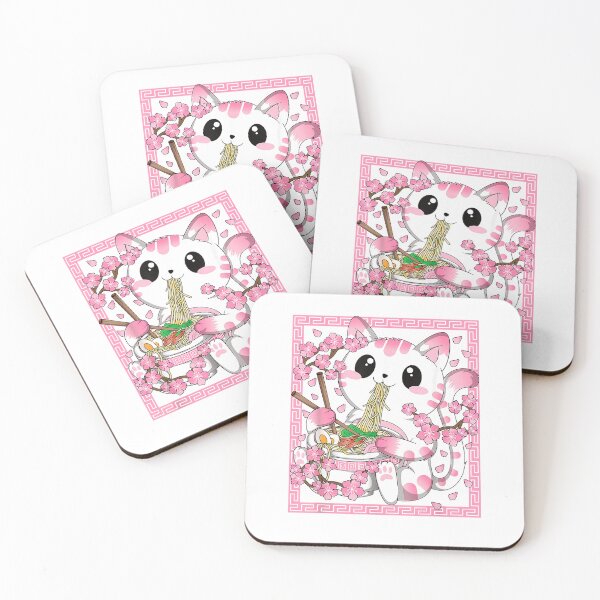 Item preview, Kawaii Cat Ramen Anime Japanese Cherry Blossom Tees T Shirts Women Girls designed and sold by JJLetterDesigns.