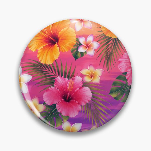 Item preview, Hawaiian Hibiscus Plumeria Tropical Floral Throw Pillow designed and sold by FestivityFinds.