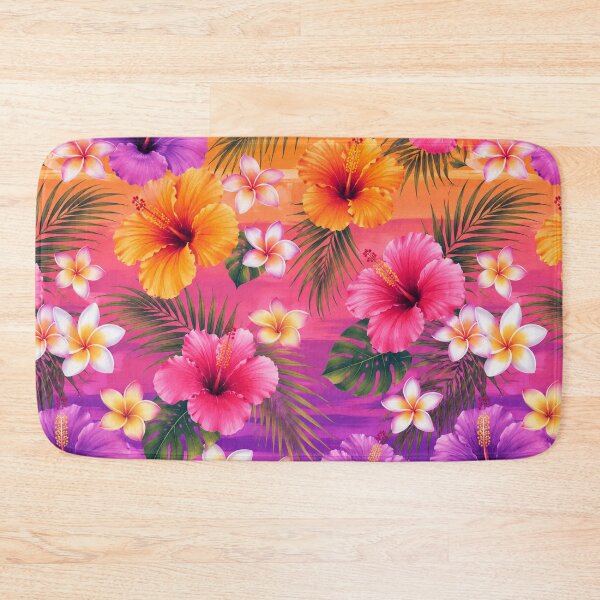 Item preview, Hawaiian Hibiscus Plumeria Tropical Floral Throw Pillow designed and sold by FestivityFinds.