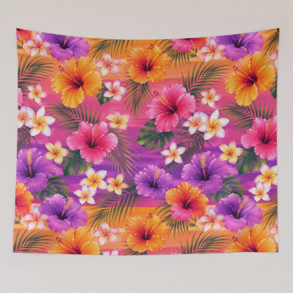 Item preview, Hawaiian Hibiscus Plumeria Tropical Floral Throw Pillow designed and sold by FestivityFinds.