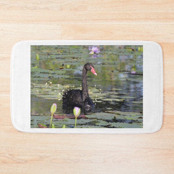 Item preview, Graceful Black Swan Gliding Past Water Lilies designed and sold by 27Tammy27.
