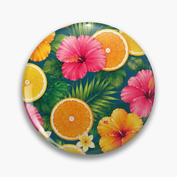 Item preview, Tropical Hibiscus Citrus Floral Pattern Throw Pillow designed and sold by FestivityFinds.