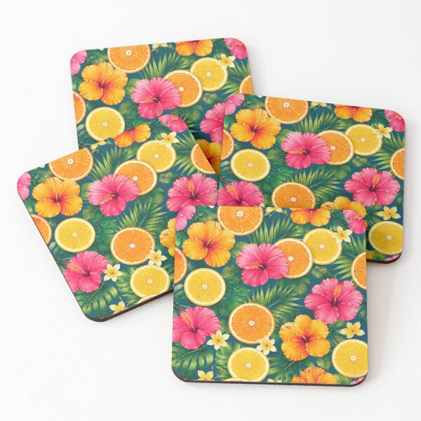 Item preview, Tropical Hibiscus Citrus Floral Pattern Throw Pillow designed and sold by FestivityFinds.