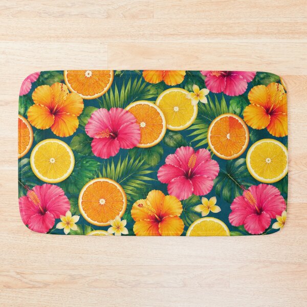 Item preview, Tropical Hibiscus Citrus Floral Pattern Throw Pillow designed and sold by FestivityFinds.