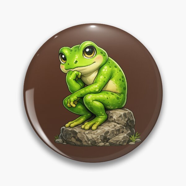 Item preview, A green frog was sitting deep in thought on a rock. designed and sold by FluffyGallery.