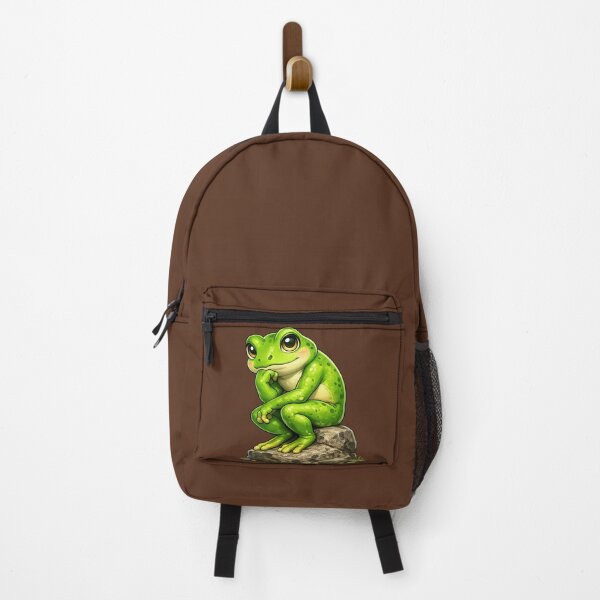 Item preview, A green frog was sitting deep in thought on a rock. designed and sold by FluffyGallery.