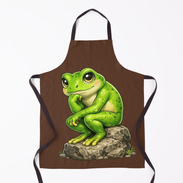 Item preview, A green frog was sitting deep in thought on a rock. designed and sold by FluffyGallery.