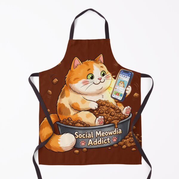 Item preview, Social Meowdia Addict Funny Orange Cat Scrolling Phone in Food Bowl Cute Cat Meme designed and sold by HOUSE OF TIST.