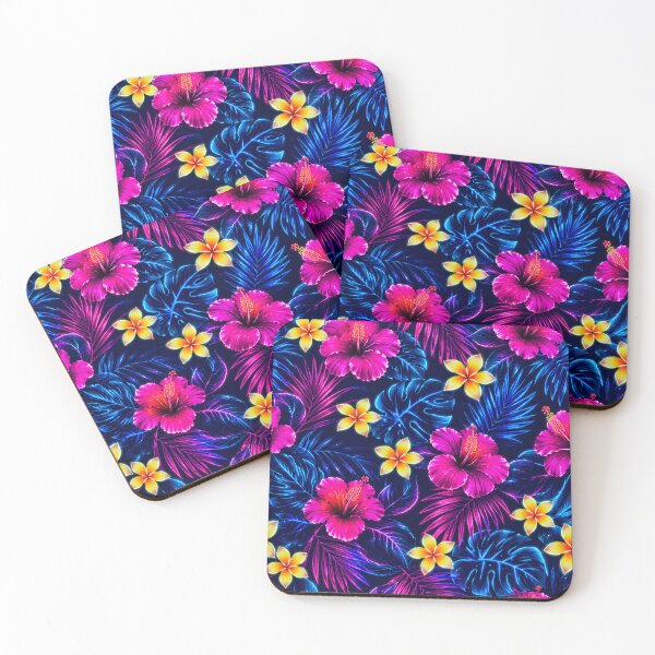 Item preview, Neon Tropical Hibiscus Floral Pattern Duvet Cover designed and sold by FestivityFinds.