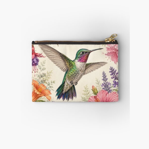Item preview, Jewel-Toned Hummingbird Amid Garden Blossoms designed and sold by Diego Re.