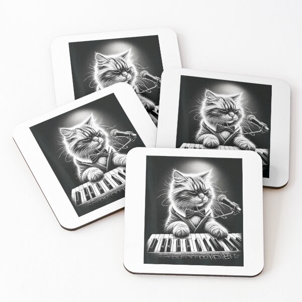 Item preview, Musician Keyboard Player Funny Cat Playing Piano T-Shirt designed and sold by JJLetterDesigns.