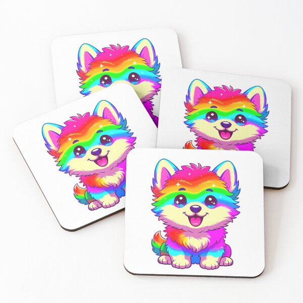 Item preview, Rainbow Husky Puppy Kawaii Cute Dog Sticker designed and sold by ExploreAura Studio.