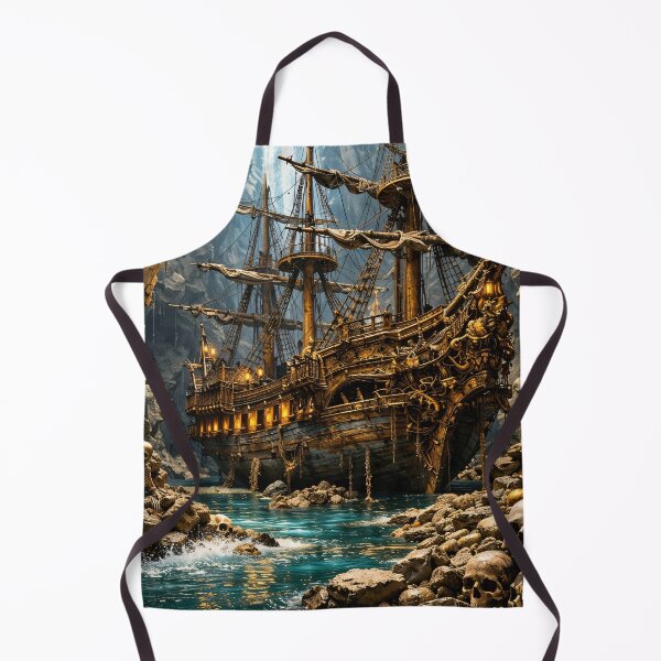 Item preview, Haunted Pirate Ship in Skull Cave – Dark Fantasy Nautical Adventure Print designed and sold by Kaleidoscope Print.
