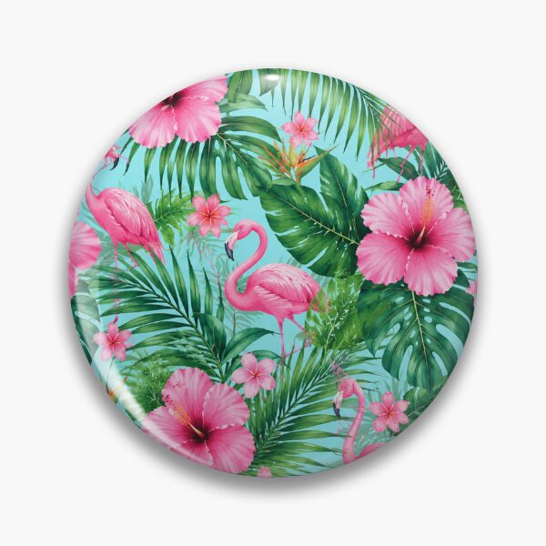 Item preview, Pink Flamingo Tropical Hibiscus Pattern Throw Pillow designed and sold by FestivityFinds.