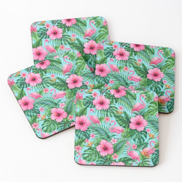 Item preview, Pink Flamingo Tropical Hibiscus Pattern Throw Pillow designed and sold by FestivityFinds.
