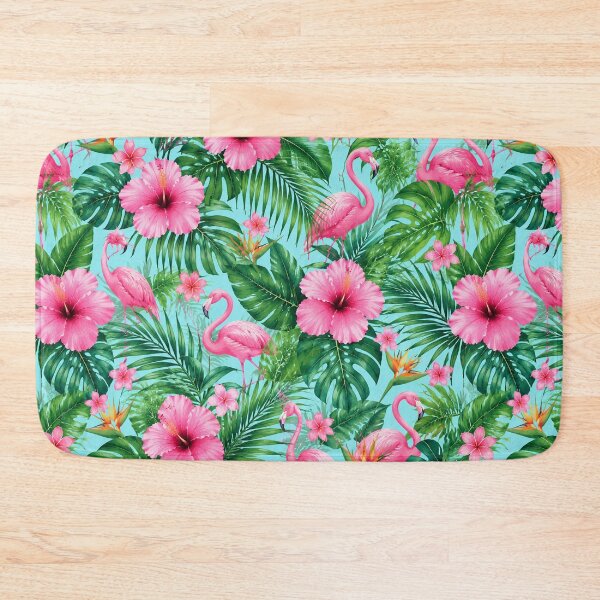 Item preview, Pink Flamingo Tropical Hibiscus Pattern Throw Pillow designed and sold by FestivityFinds.