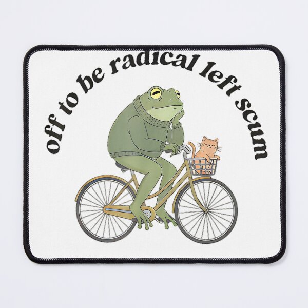 Item preview, Off to Be Radical Left Scum Funny Frog and Cat on Bicycle T-Shirt designed and sold by kevincuellar.