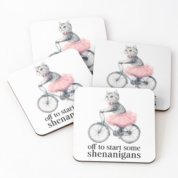 Item preview, Off to Start Some Shenanigans Funny Cat Riding Bicycle Art T-Shirt designed and sold by KTY-NUSS.