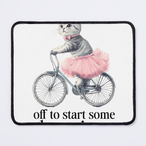Item preview, Off to Start Some Shenanigans Funny Cat Riding Bicycle Art T-Shirt designed and sold by KTY-NUSS.