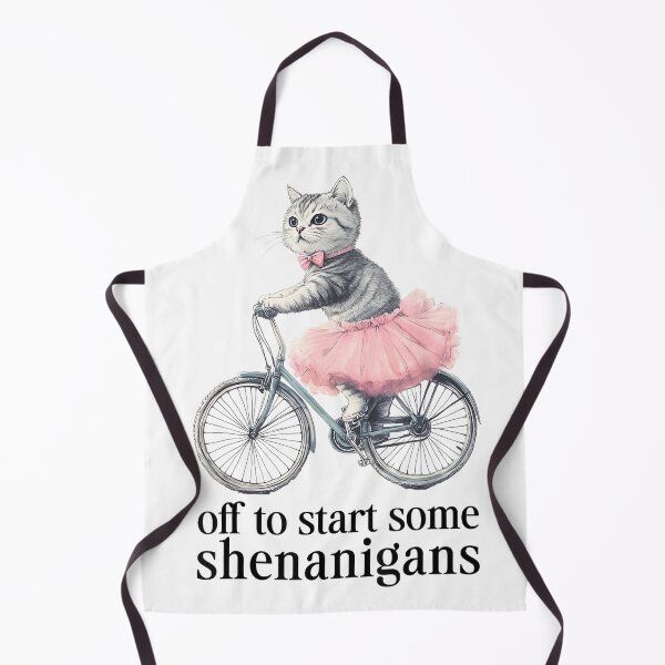 Item preview, Off to Start Some Shenanigans Funny Cat Riding Bicycle Art T-Shirt designed and sold by KTY-NUSS.