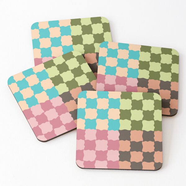 Item preview, Retro Wavy Checkerboard Pattern Pastel Abstract Grid designed and sold by nineFlorals.
