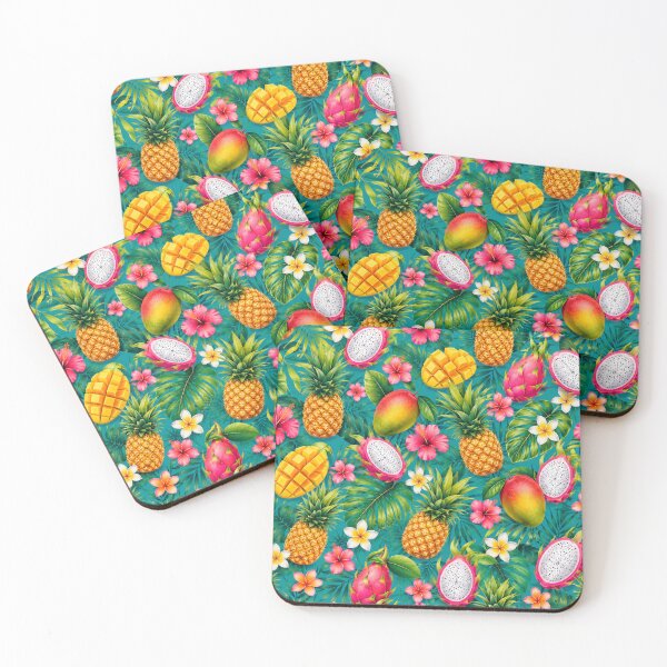 Item preview, Tropical Fruit and Hibiscus Pattern Apron designed and sold by FestivityFinds.
