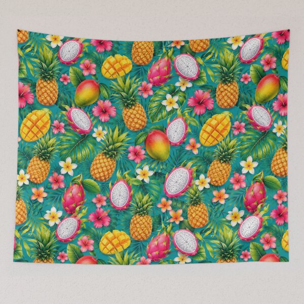 Item preview, Tropical Fruit and Hibiscus Pattern Apron designed and sold by FestivityFinds.