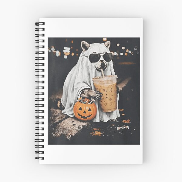 Item preview, Funny Halloween Raccoon with Pumpkin and Coffee designed and sold by To101ARt.
