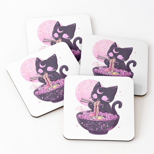 Item preview, Pastel Goth Aesthetic Kawaii Creepy Cat Eating Ramen Noodles T-Shirt designed and sold by DArtfulStudio.