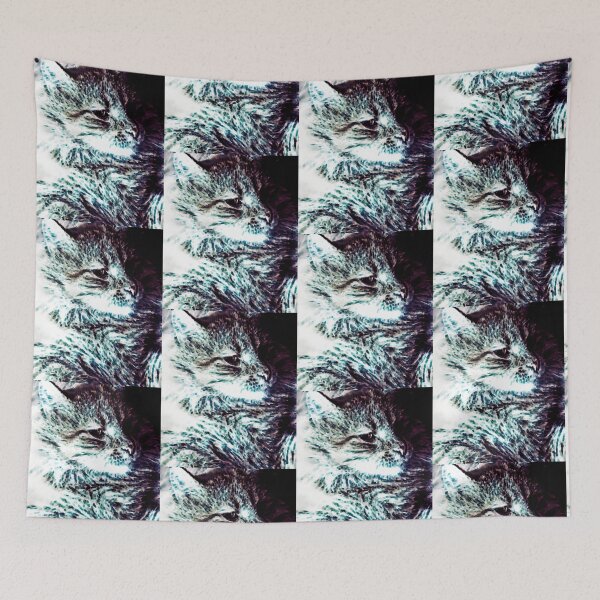 Item preview, Teal Mosaic Cat Portrait Art designed and sold by Candic-eZieme.