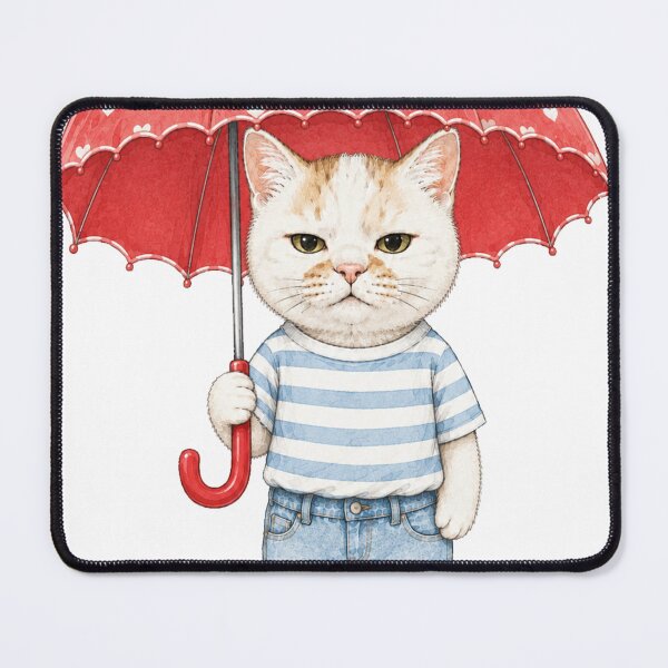 Item preview, Cat in Red Rain Boots and Umbrella designed and sold by Komatoya.