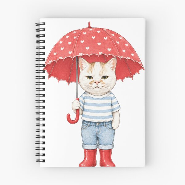 Item preview, Cat in Red Rain Boots and Umbrella designed and sold by Komatoya.