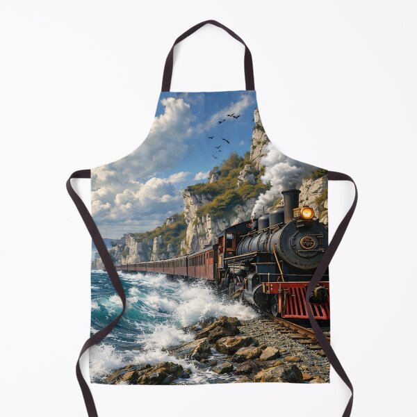 Item preview, Vintage Steam Train by the Sea – Coastal Railway Adventure Print designed and sold by Kaleidoscope Print.