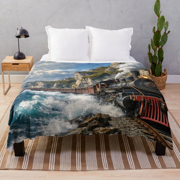 Item preview, Vintage Steam Train by the Sea – Coastal Railway Adventure Print designed and sold by Kaleidoscope Print.