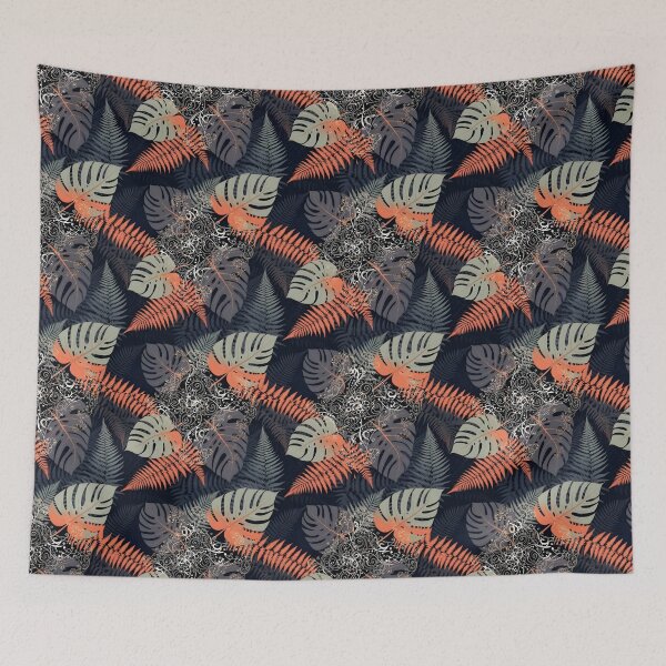 Item preview, Dark Tropical Leaves Pattern Throw Pillow designed and sold by FestivityFinds.