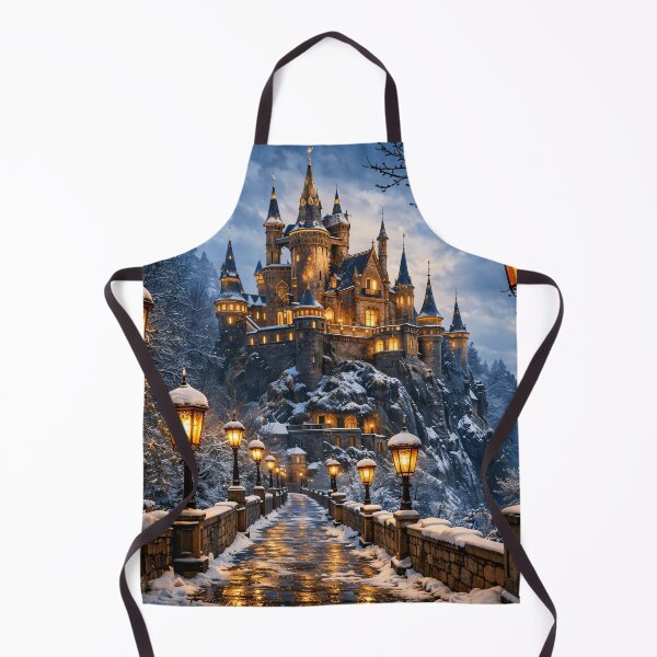 Item preview, Snowy Fantasy Castle Bridge – Magical Winter Fairytale Print designed and sold by Kaleidoscope Print.