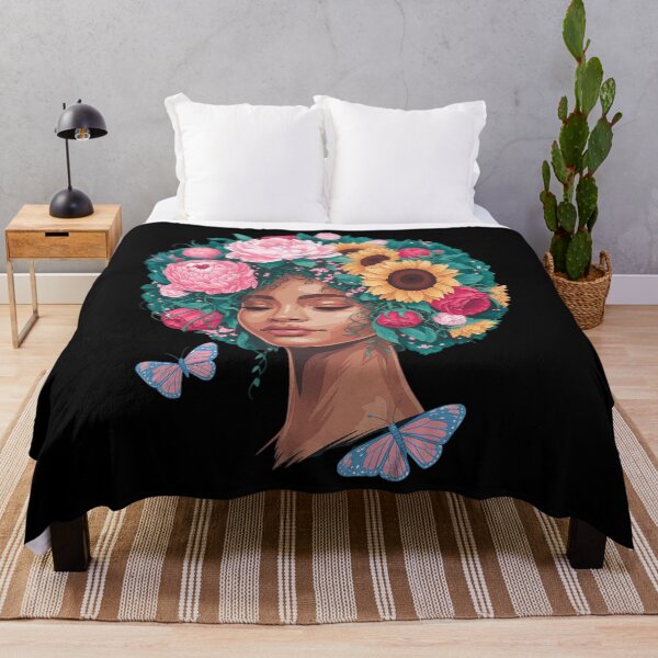 Item preview, Afro Women Flowers Butterfly Latina African American Melanin designed and sold by sailorjessiArt.