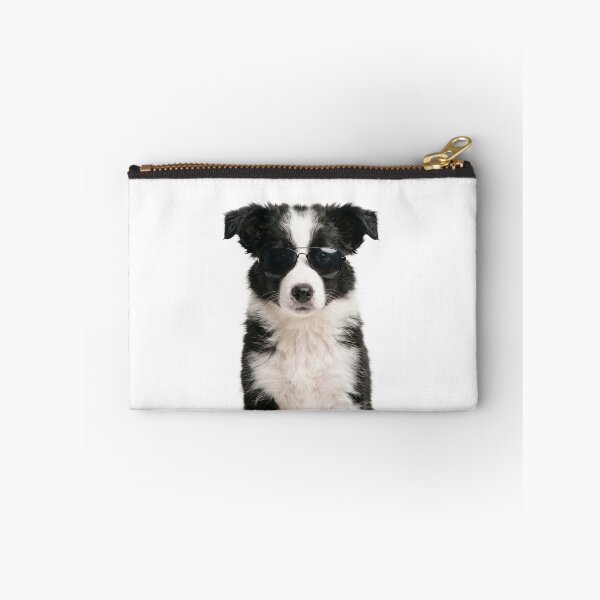 Aperçu de l'œuvre Bébé Border Collie mignon portant des lunettes de soleil amusantes créée et vendue par RareLavender.