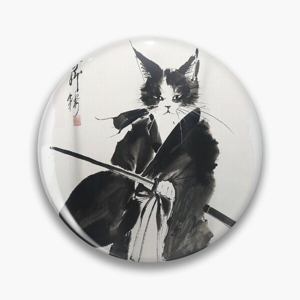 Item preview, Samurai Cat Warrior Ink - Japanese Art Feline Katana T-Shirt designed and sold by gidget-gadget.