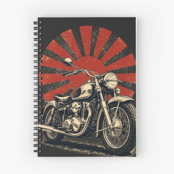 Item preview, Vintage Japanese Rising Sun Motorcycle Art designed and sold by IvoryArtDesign.