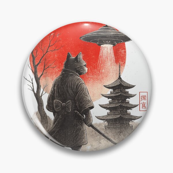 Item preview, Samurai Ninja Cat Warrior UFO Japanese Anime Gifts Funny Cat T-Shirt designed and sold by KTY-NUSS.