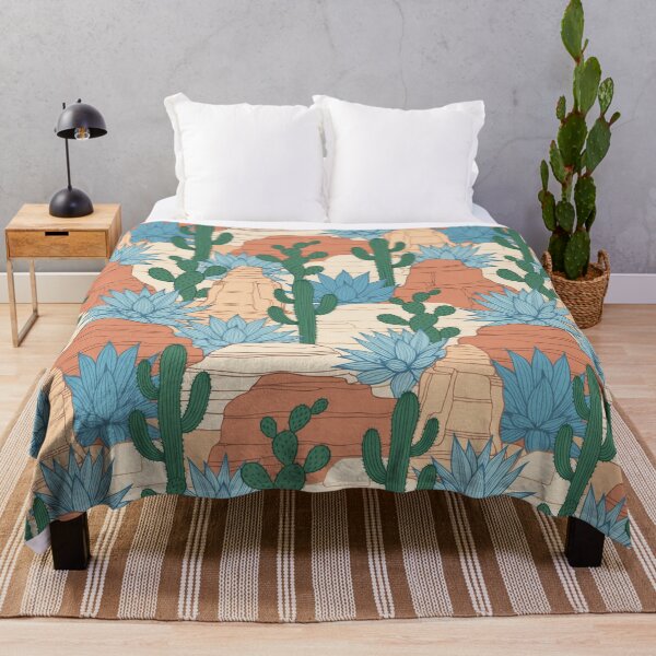 Item preview, Southwest Desert Cactus & Agave Seamless Pattern Throw Pillow designed and sold by FestivityFinds.