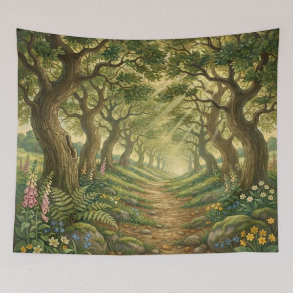 Item preview, William Morris Enchanted Oak Woodland Path Art Print | Arts & Crafts Forest Botanical Wall Art designed and sold by Tamas Das.