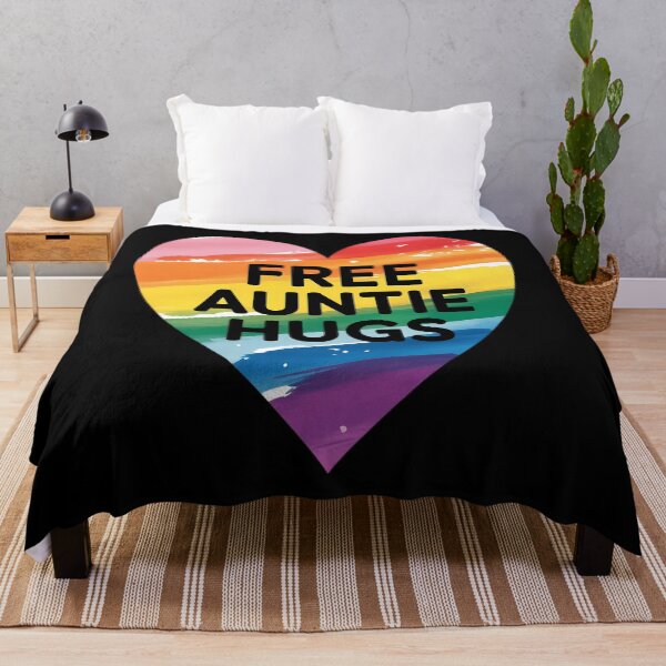 Item preview, Free Auntie Hugs, LGBT Gay Lesbian Pride Month Rainbow Flag designed and sold by sailorjessiArt.