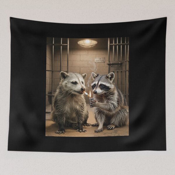 Item preview, Raccoon and Opossum Smoking Cigarette Funny Meme designed and sold by studio-ssaam.
